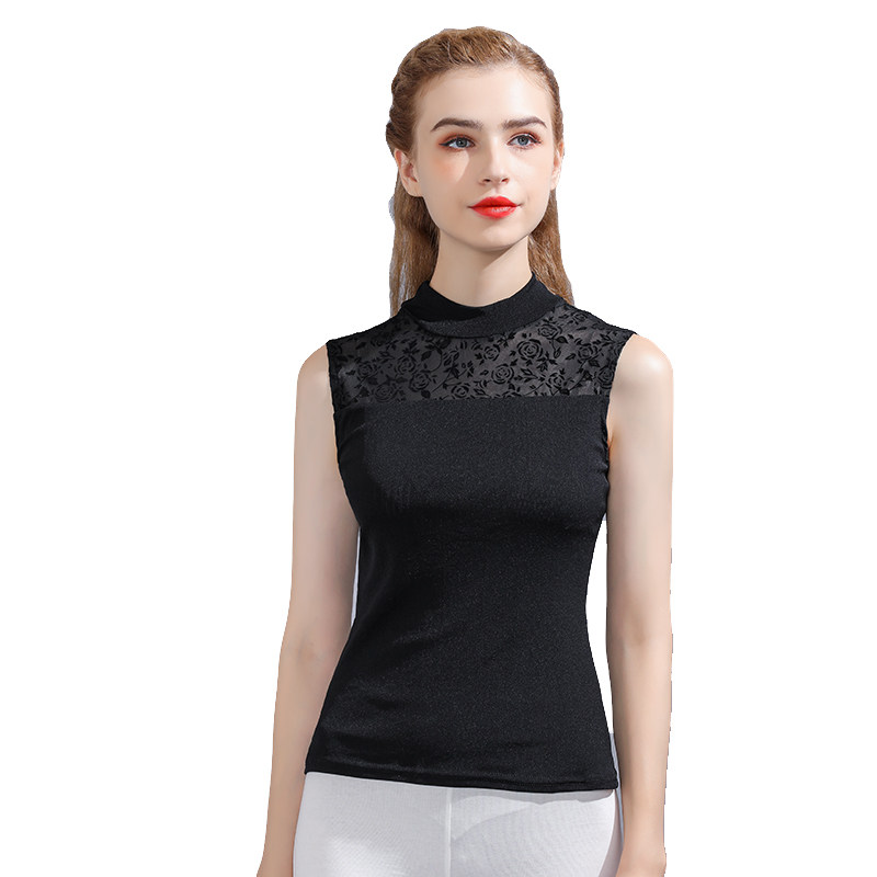 蕾丝半高领秋冬季修身高端无袖内搭 悦吻背心吊带