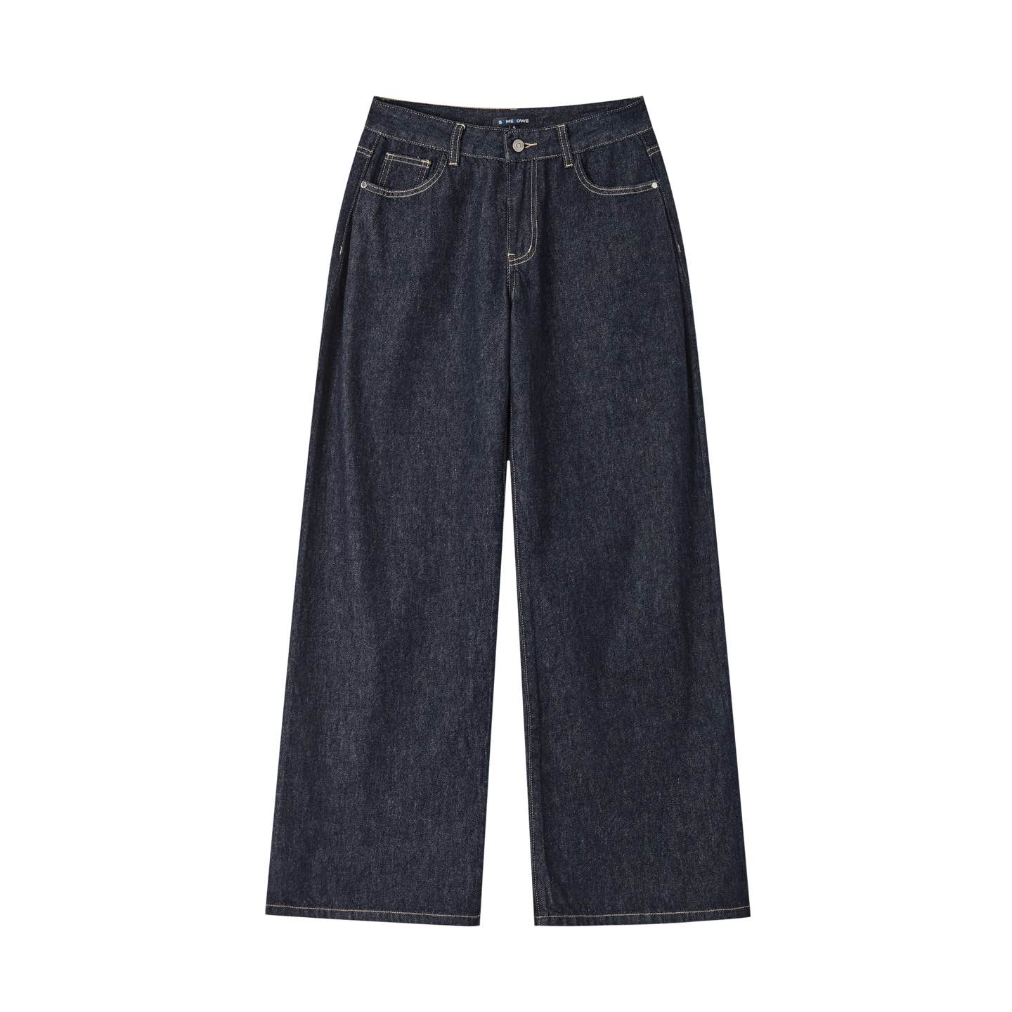 【现货】SOMESOWE原色深蓝压褶牛仔裤-图3