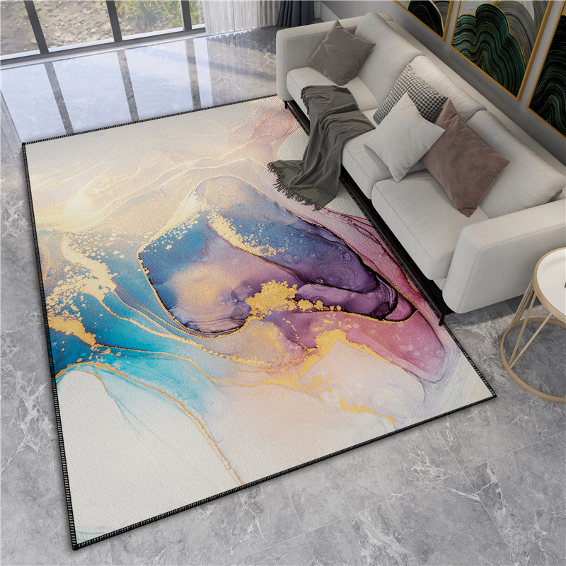 Gold Diamond velvet square carpet printed floor mat客厅地垫 - 图2