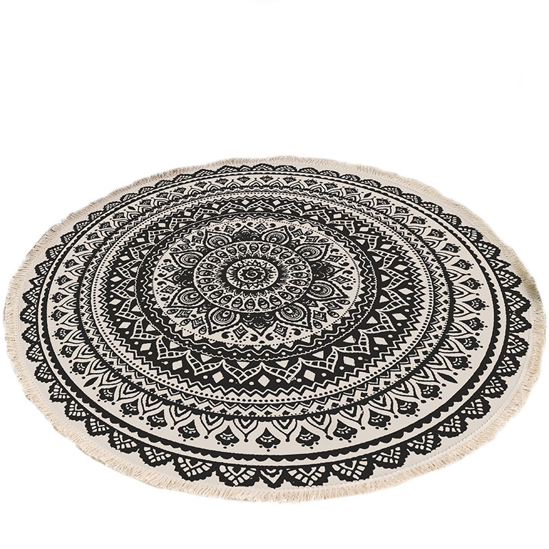 Thin retro round carpet floor mat bedroom living room bed ma - 图3