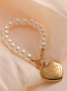 法国cherry kitty 时尚优雅镀18k金爱心吊坠手链女小众高级百搭