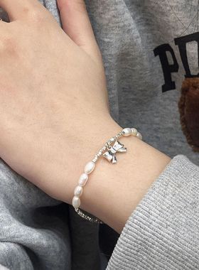 法国cherry kittys925银韩代蝴蝶结淡水珍珠手链简约ins设计小众