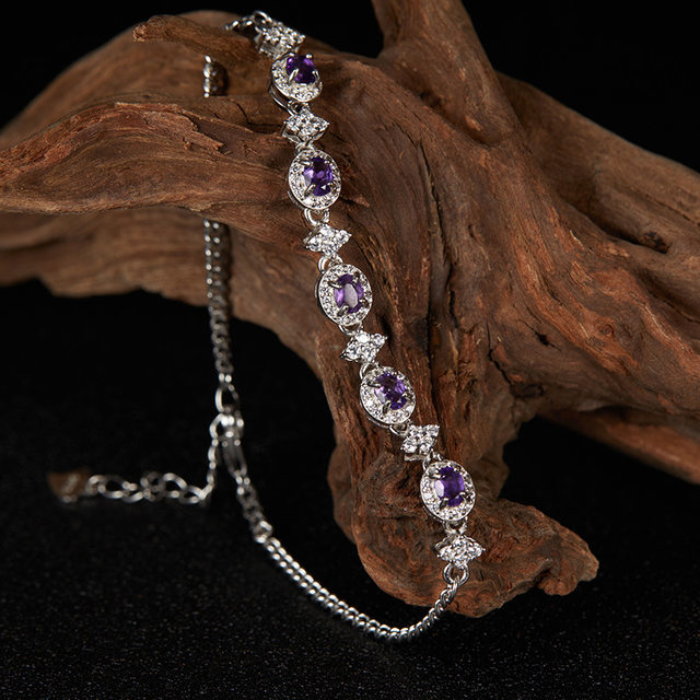 French cherry kittys 925 silver inlaid topaz garnet peridot bracelet women's European and American colored gemstone jewelry