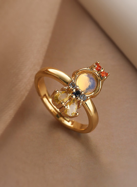 法国cherry kitty 欧美铜镀锆石童话公主戒指女ins小众精致个性