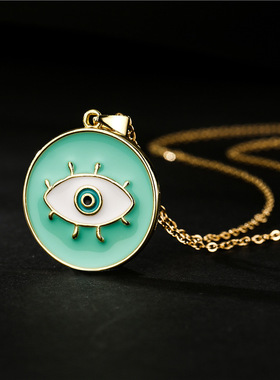 法国cherry kitty 5色滴油恶魔之眼吊坠项链女 ins风欧美时尚