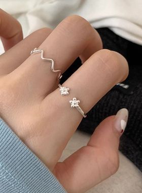 法国cherry kitty简约高级感银s925银简约小花朵开口戒指开口指环