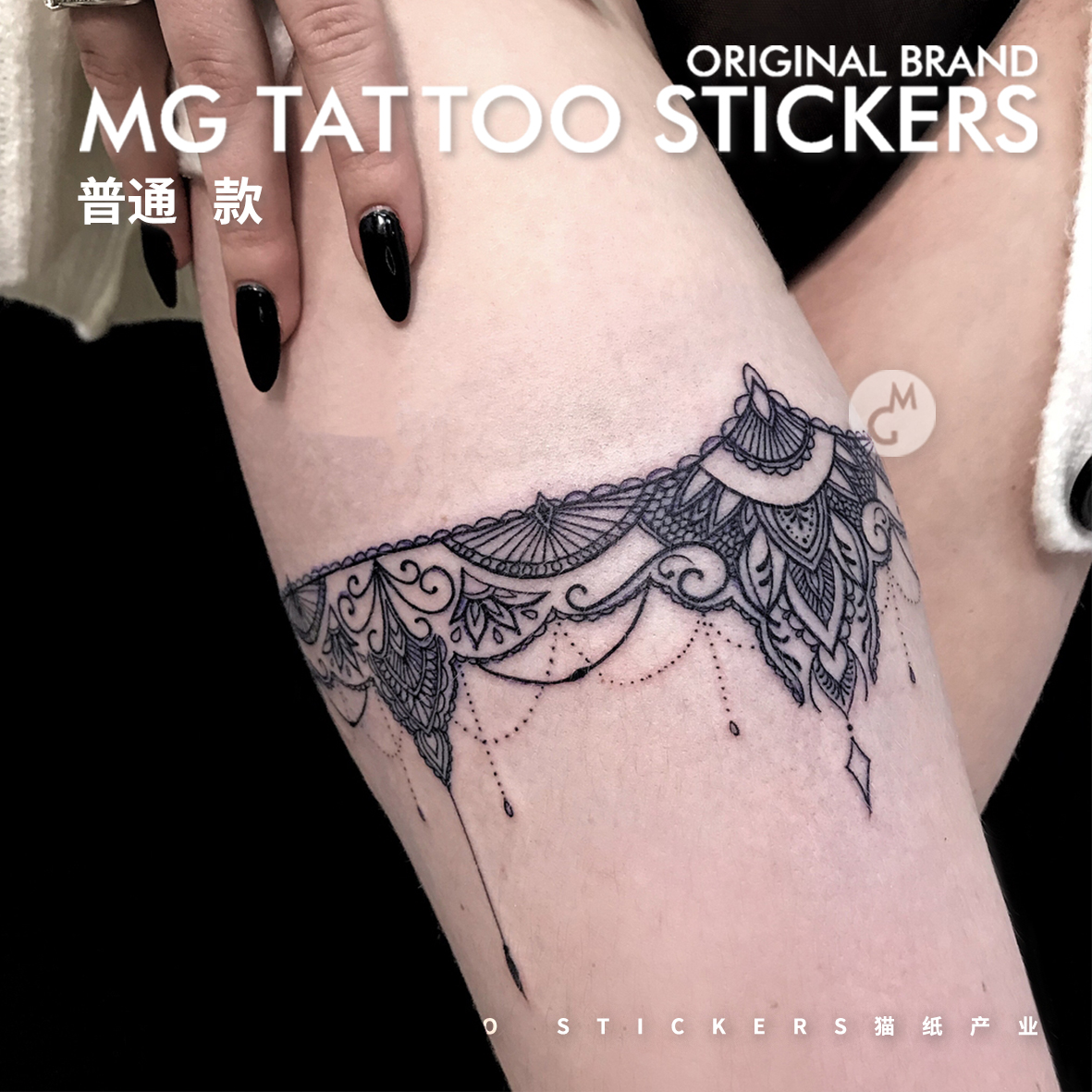 MG tattoo 性感蕾丝吊坠腿环唯美度假风夜店搭配纹身防水纹身贴潮 - 图0