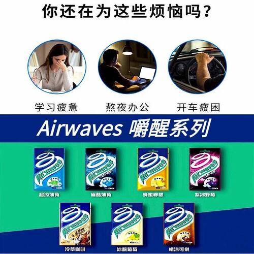 现货Airwaves爽浪劲浪口香糖无糖薄荷糖清新口气超凉开车口香珠 - 图0