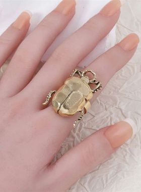 Retro Insect Opening Ring For Women Animal Beetle Cicada Pun