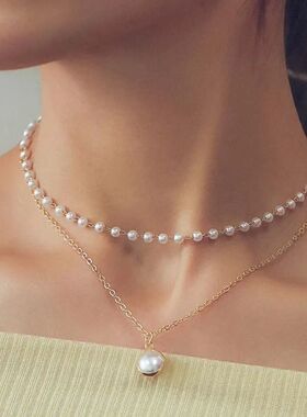 2026 New Fashion Gold Color Pearl Choker Necklace For Women