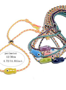 Set of 10Pcs Ceramic Fish Bracelet for Women Handmade Woven