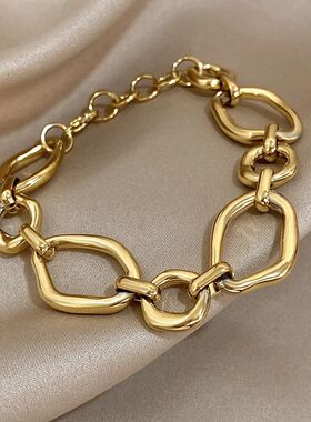 Irregular Geometric Circle Chain Bracelets for WomenGold Sil