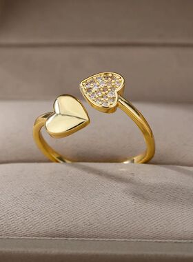 Bee Butterfly Ring For Women Open Stainless Steel Cubic Zirc