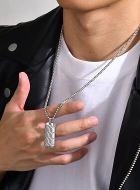 Vnox Small Dogtags Pendant Necklaces for Men, Black Silver C