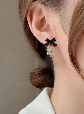 New Red Bow Knot Snowflakes Drop Earring for Women Christmas
