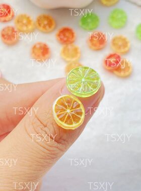 50Pcs Cute Resin Mini Colored Lemon Slices Nail Art Resin De