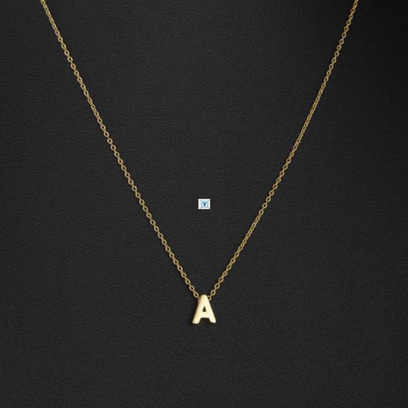 Fashion Gold Chain Initial Charms Necklace Pendant Metal Let-图3