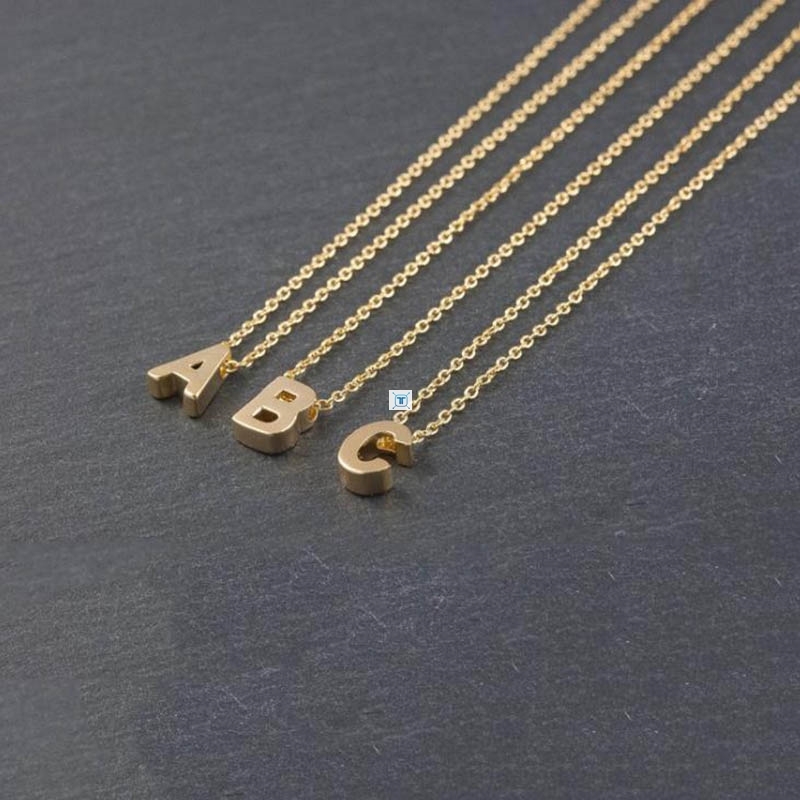 Fashion Gold Chain Initial Charms Necklace Pendant Metal Let-图2