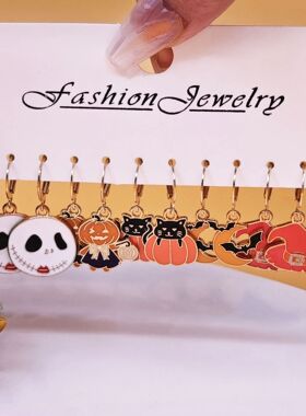 10pcs Halloween Art series earrings with horror alloy oil dr