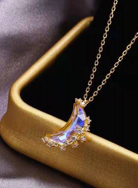 Discoloration Moon Stainless Steel Chain Necklace Korea Colo