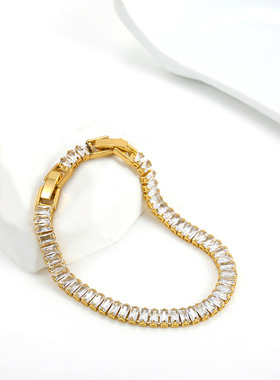 Zircon Bracelet with Simple Adjustable Buckle