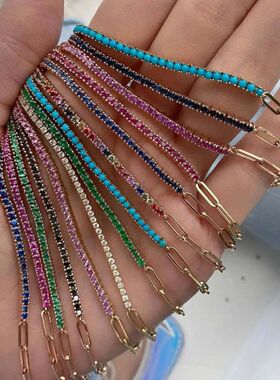Color Cubic Zirconia Gold Color Tennis Bracelets For Women G