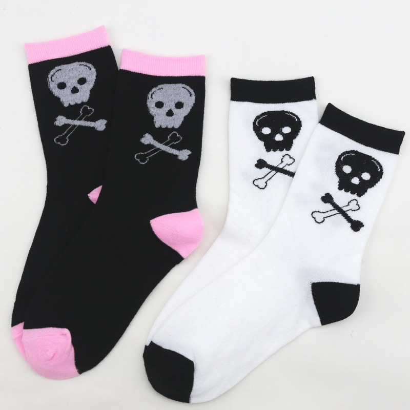 2Pairs Novelty Funny Skull Tube Socks for Men Women Unisex S - 图1
