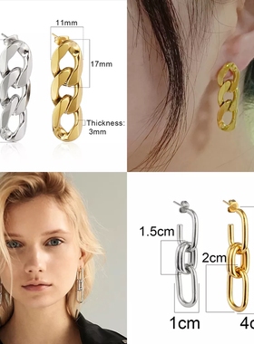 Punk Stainless Steel Earring Hoop Earrings For Women Chain E