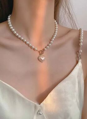 Imitation Pearls Collar Vinatge simulated Pearl Pendant Neck