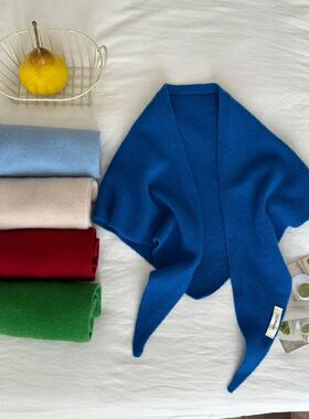 100% Wool Winter Scarf For Women Warm Triangle Knit Scarves