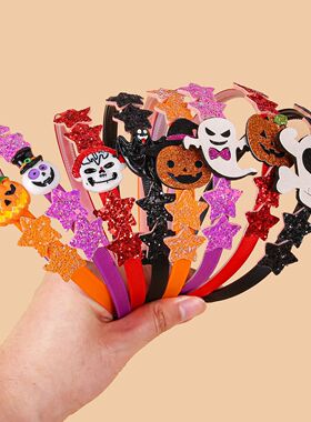 4/8PCS Halloween Headbands Pumpkin Devil Hairbands Girls Fes