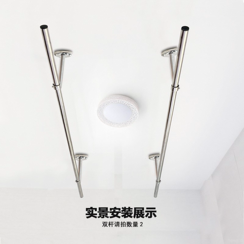 阳台晾衣杆固定式不锈钢晾衣架单双晒衣架吊座顶装家用防风晒衣杆 - 图2