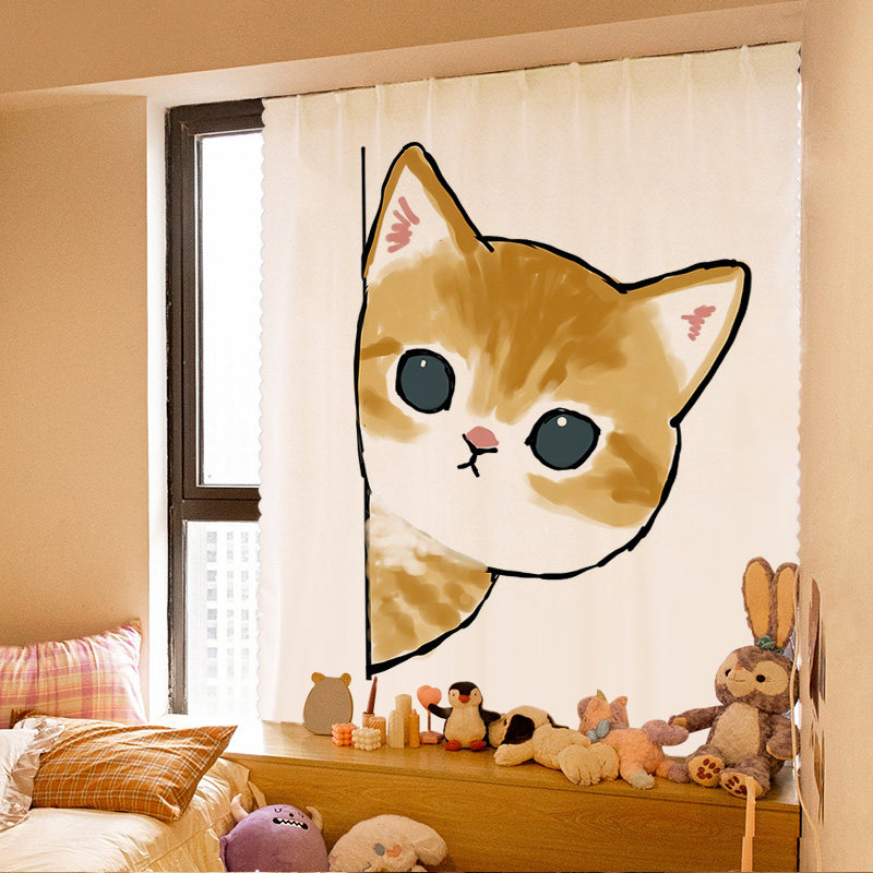 可爱美乐蒂成品窗帘免打孔出租房宿舍卧室半遮光门帘隔断帘窗帘布,淘宝优惠券,粉丝福利购,淘宝优惠卷