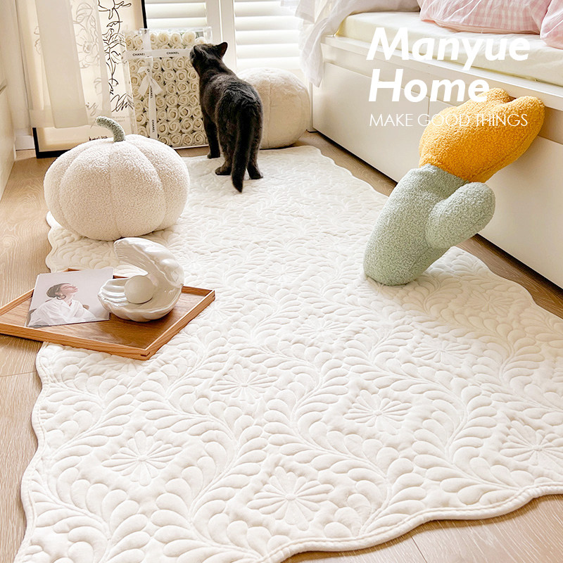 蔓越家 ins乳酪奶油色卧室毛绒地垫床边毯家用防滑地板毯子地毯,淘宝优惠券,粉丝福利购,淘宝优惠卷