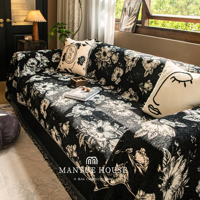 蔓越家 暗香 法式中古花卉一片式沙发巾盖巾沙发套罩整张全盖盖毯,淘宝优惠券,粉丝福利购,淘宝优惠卷