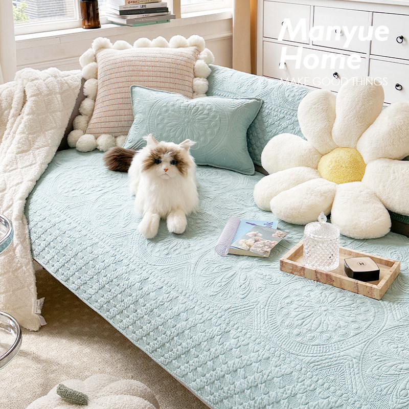 蔓越家 Vintage绗绣 法式复古纯棉沙发垫全棉靠背巾沙发套罩坐垫,淘宝优惠券,粉丝福利购,淘宝优惠卷