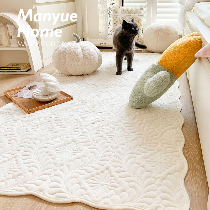 蔓越家 ins乳酪奶油色卧室毛绒地垫床边毯家用防滑地板毯子地毯,淘宝优惠券,粉丝福利购,淘宝优惠卷