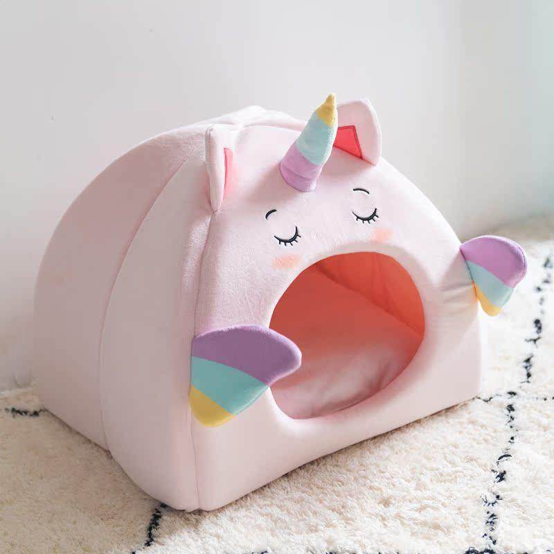 【特价】独角兽猫窝狗窝猫咪狗狗房子冬天保暖半封闭猫帐篷猫屋,淘宝优惠券,粉丝福利购,淘宝优惠卷