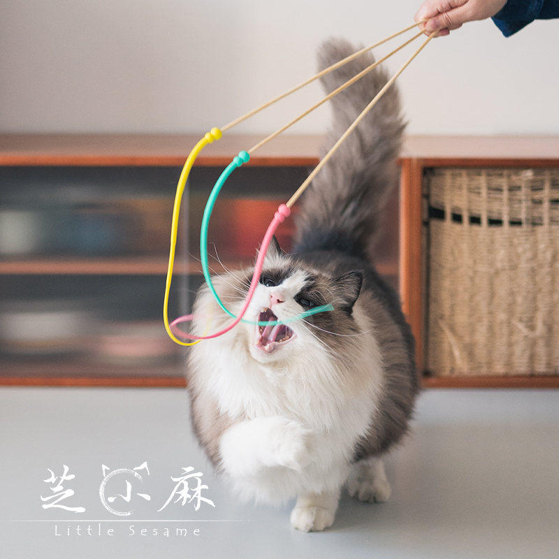 芝小麻顽皮的老鼠尾巴逗猫棒硅胶逗猫杆猫咪自嗨解闷互动猫玩具