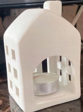 手工简约陶瓷房屋房子小夜灯创意桌面摆件小宠物窝小鱼躲避屋仓鼠