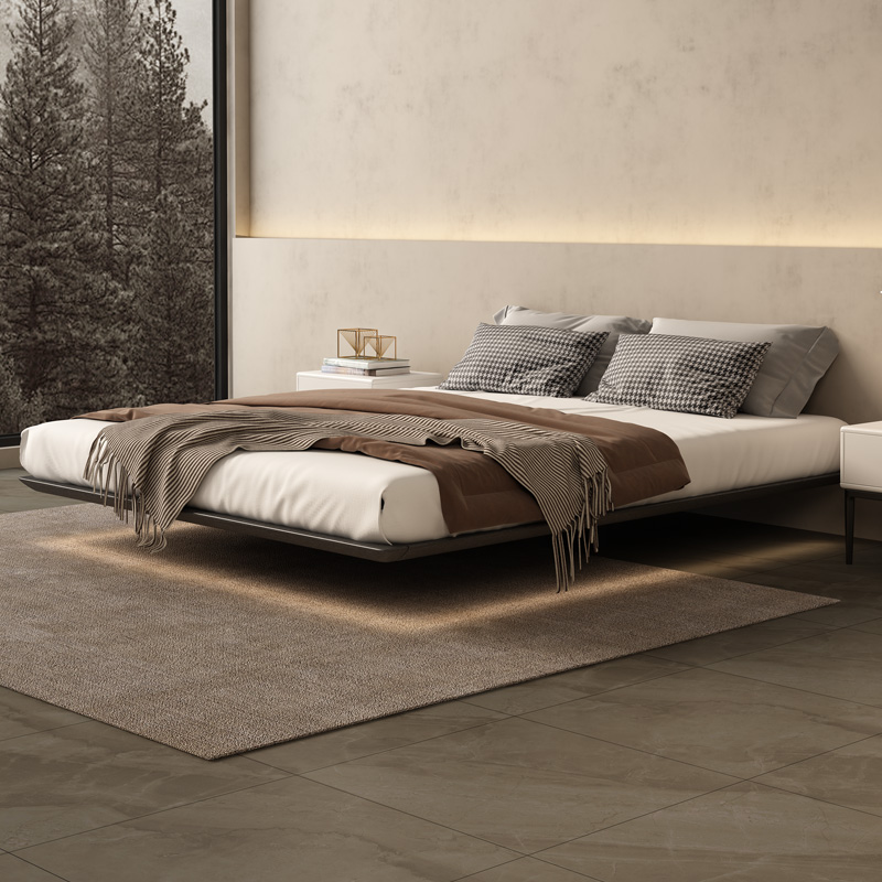 无床头悬浮床侘寂风主卧双人大床轻奢现代简约2x2米实木悬空床架-图3