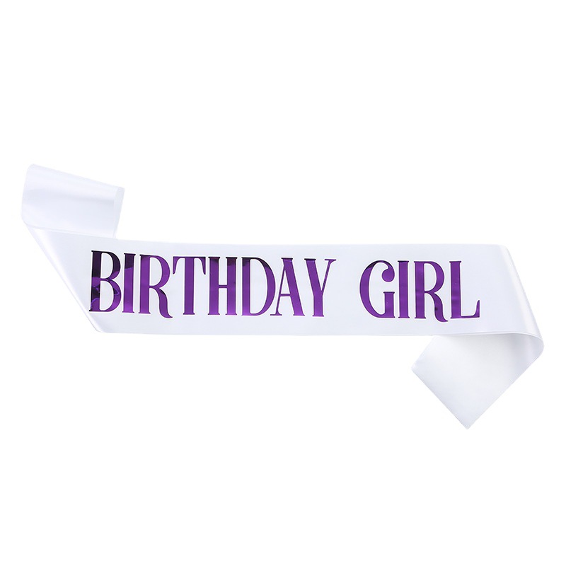 新款粉色紫色BIRTHDAY GIRL肩带礼仪带 时尚生日派对腰带绶带 - 图3