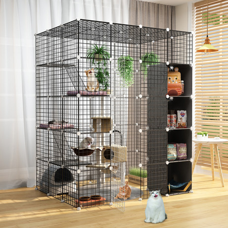 Cat Cage Villa Large Free Space Domestic Indoor Cat House Large Three Story Cat Cage Villa