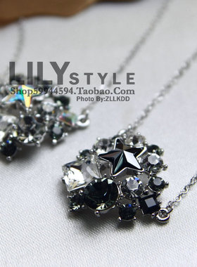 绚丽风水晶吊坠镀银饰品短项链