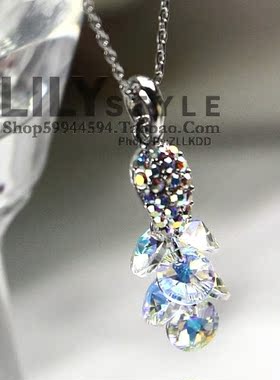 水晶镶钻串珠金银两色入短项链