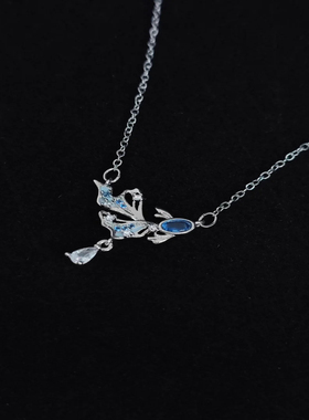 原创设计~蓝色小鱼锁骨链