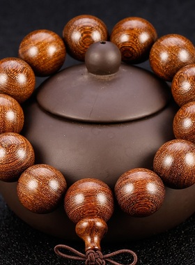 佛珠手串108颗男士情侣金丝檀木