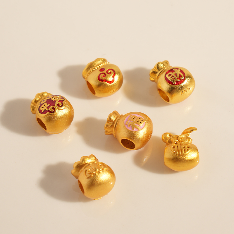 沙金福袋钱袋配件串珠散珠手工编织diy配珠手链手串绳小配饰饰品 - 图0