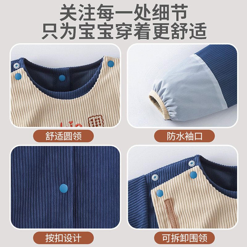 宝宝罩衣秋冬新款男童长袖围裙防水防脏护衣婴儿吃饭围兜衣反穿衣,淘宝优惠券,粉丝福利购,淘宝优惠卷