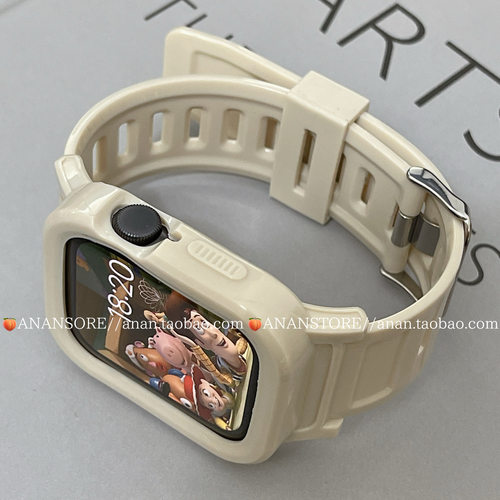 ANANSTORE星光色一体式硅胶表带壳适用苹果手表iwatchs9876se新款 - 图1
